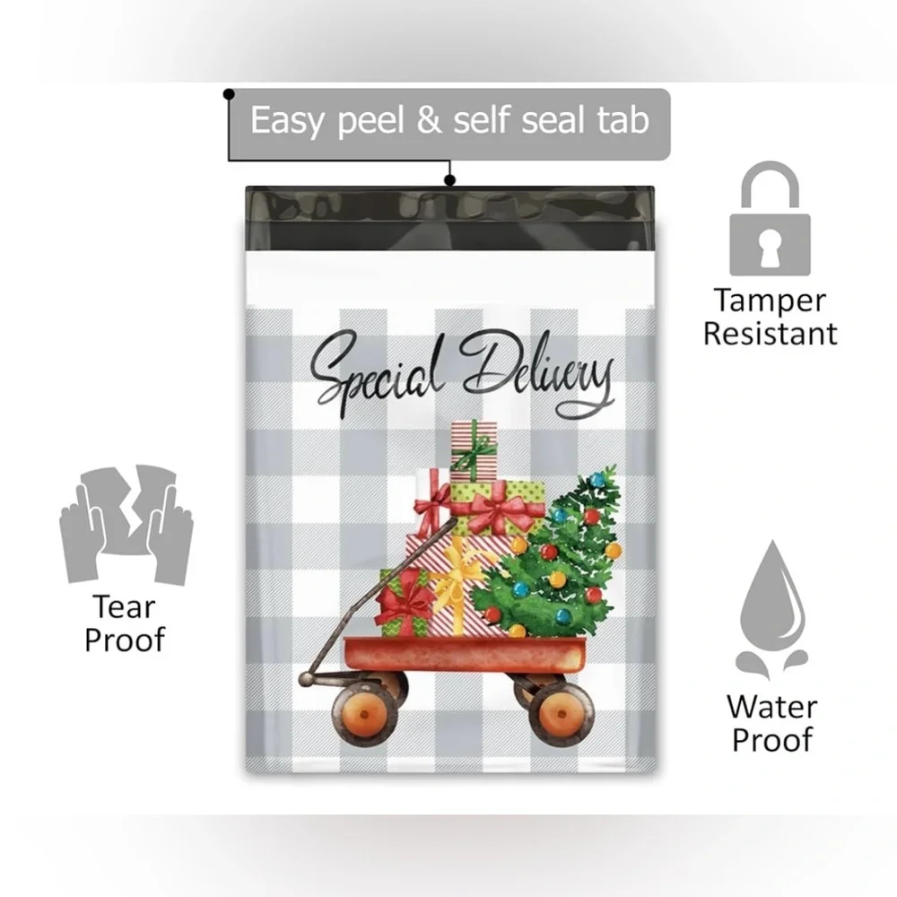 Christmas 20 Poly Mailers Wagon Tree 10 x 13